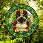 Custom Siamese Cat Portrait Stained Glass Suncatcher, Custom  Pet Memorial Stained Glass Suncatcher, Cat Memorial Gift, Pet Loss Gift - image 2