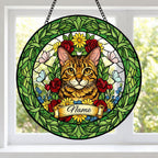 Custom Bengal  Cat Portrait Stained Glass Suncatcher, Custom  Pet Memorial Stained Glass Suncatcher, Cat Memorial Gift,  Pet Loss Gift - image 2