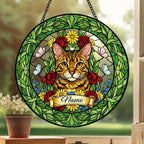 Custom Bengal  Cat Portrait Stained Glass Suncatcher, Custom  Pet Memorial Stained Glass Suncatcher, Cat Memorial Gift,  Pet Loss Gift