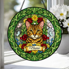 Custom Bengal  Cat Portrait Stained Glass Suncatcher, Custom  Pet Memorial Stained Glass Suncatcher, Cat Memorial Gift,  Pet Loss Gift - image 4