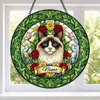 Custom Ragdoll  Cat Portrait Stained Glass Suncatcher, Custom  Pet Memorial Stained Glass Suncatcher, Cat Memorial Gift, Pet Loss Gift