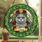 Custom British Shorthair Cat Portrait Stained Glass Suncatcher, Custom  Pet Memorial Stained Glass Suncatcher, Cat Memorial Gift, Cat Loss - image 2