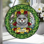 Custom British Shorthair Cat Portrait Stained Glass Suncatcher, Custom  Pet Memorial Stained Glass Suncatcher, Cat Memorial Gift, Cat Loss - image 3
