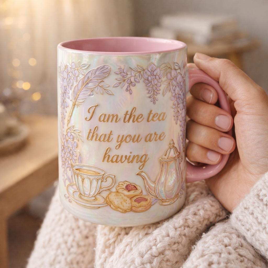 I Am The Tea You Will Be Having Faux 3D Mug, Bookish Tea Lover Gift, Romance Reader Accent Mug