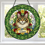 Custom Maine Coon Cat Portrait Stained Glass Suncatcher, Custom  Pet Memorial Stained Glass Suncatcher, Cat Memorial Gift, Pet Loss Gift