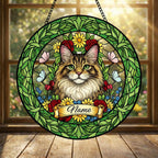 Custom Maine Coon Cat Portrait Stained Glass Suncatcher, Custom  Pet Memorial Stained Glass Suncatcher, Cat Memorial Gift, Pet Loss Gift - image 4