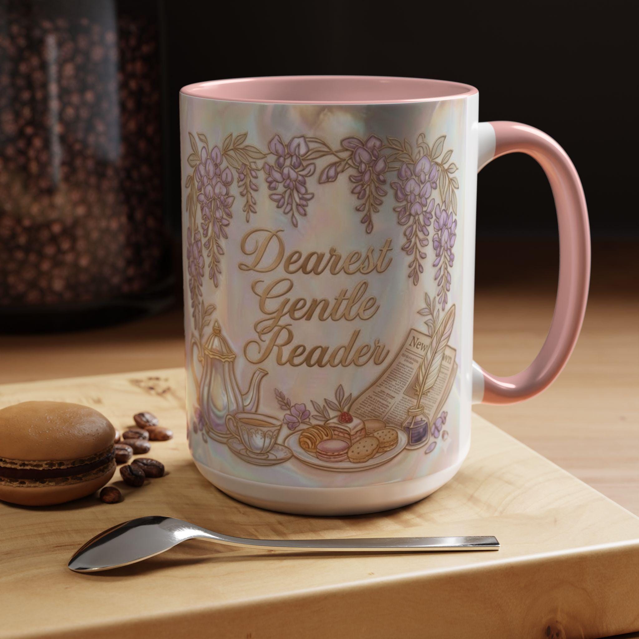 Dearest Gentle Reader Faux 3D Effect Mug, Bookish Tea Lover Gift, Romance Reader Accent Mug - image 3