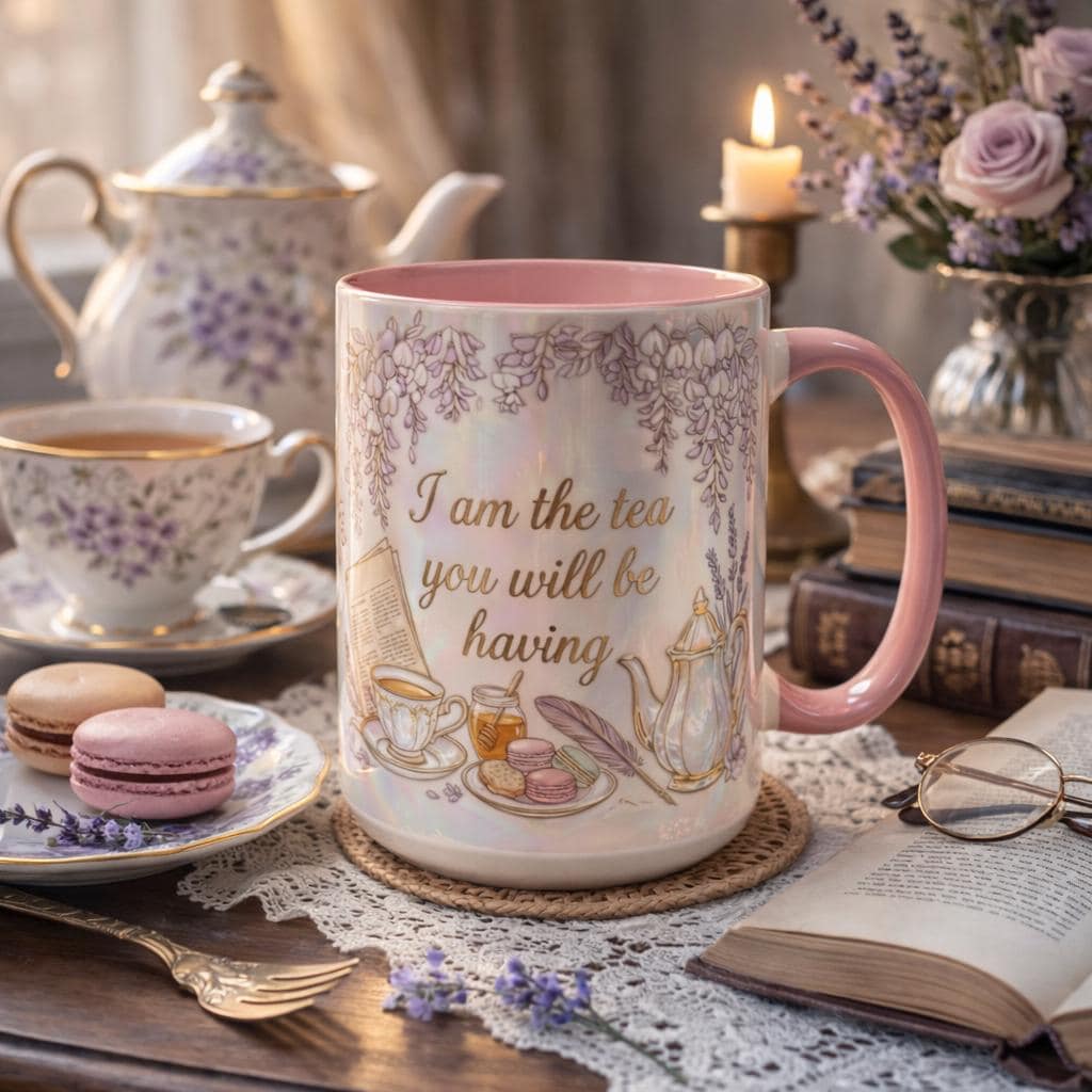 I Am The Tea That You Are Having Mug, Faux 3D Effect Bookish Tea Lover Gift - image 2