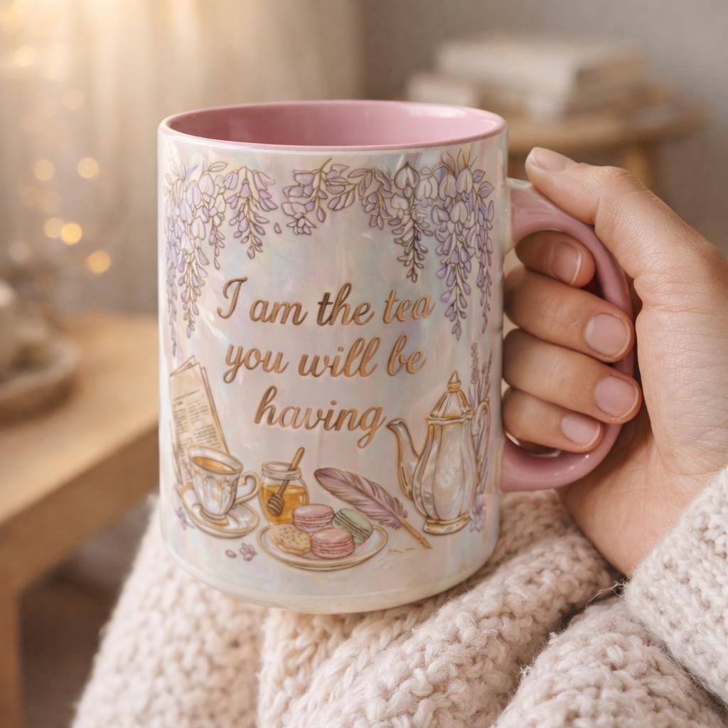 I Am The Tea That You Are Having Mug, Faux 3D Effect Bookish Tea Lover Gift