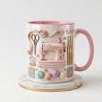 Personalized Sewing Machine Mug, Faux 3D Effect Craft Coffee Mug, Sewing Lover Gift, Crochet Lover Mug - image 3