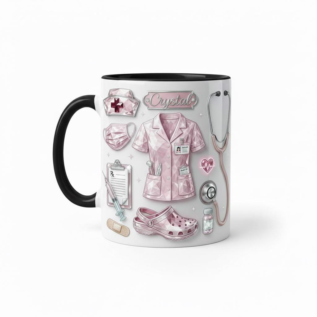 Personalized Nurse Mug, Faux 3D Effect Medical Icons, Gift For Nurses - image 4