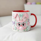 Personalized Bunny Easter Mug, Custom Name Easter Eggs Coffee Mugs, Cute Rabbit Easter Day Cup - image 2