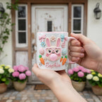 Personalized Bunny Easter Mug, Custom Name Easter Eggs Coffee Mugs, Cute Rabbit Easter Day Cup - image 2