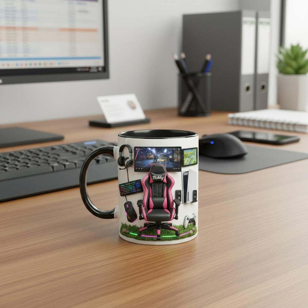 Personalized Gaming Lover Mug, Custom Name Video Gamer Coffee Cup, Gift for Gamer Streamer Mugs