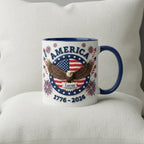 Personalized 250th America Anniversary Mug, Custom Independence Day Coffee Mugs, Patriotic Eagle USA Flag Cup - image 3
