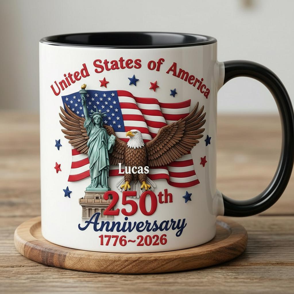 Personalized 250th America Anniversary Mug, Custom Independence Day Coffee Mugs, Patriotic Eagle 4th Of July Gift - image 2