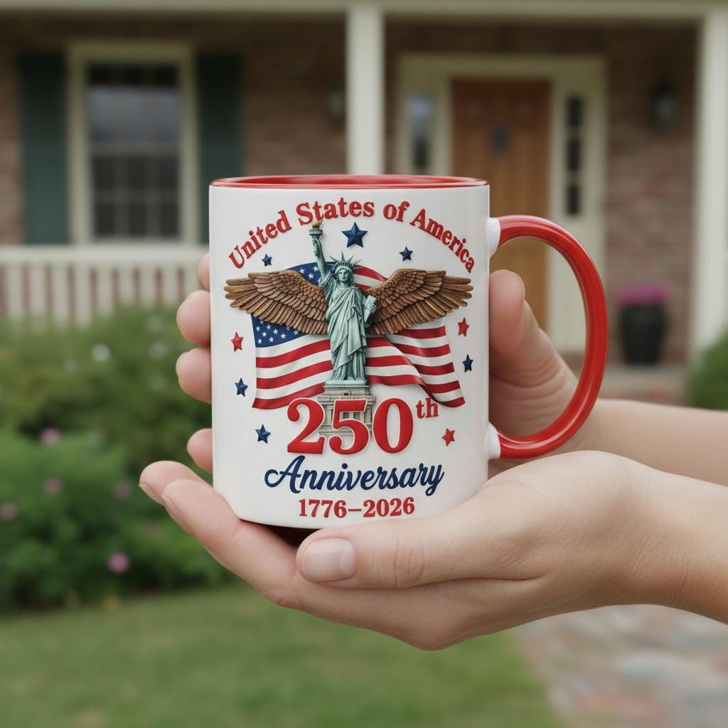 250th America Anniversary Mug, Independence Day Coffee Mugs, 4th of July Patriotic Eagle USA Flag Gift - image 2