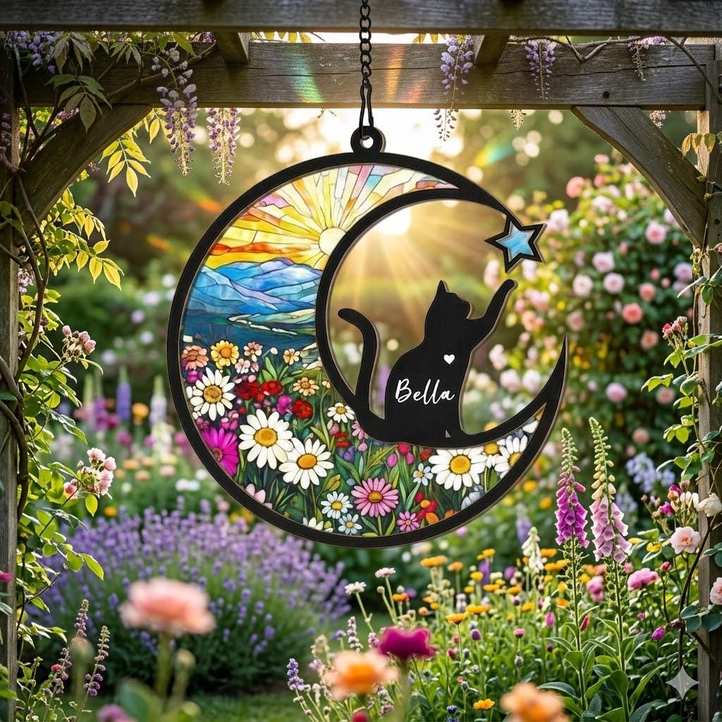 Personalized Cat Memorial With Cat Suncatcher, Custom Loss Of Cat Sympathy Gift, Cat Memorial Gift, Gift For Cat Lovers - image 3