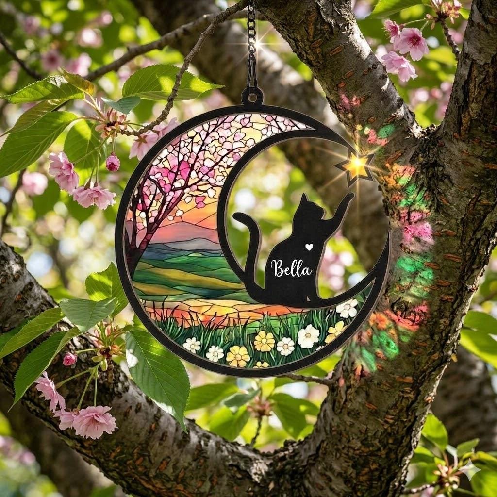 Personalized Cat Memorial With Cat Suncatcher, Custom Loss Of Cat Sympathy Gift, Cat Memorial Gift, Gift For Cat Lovers, In Loving Memory - image 7