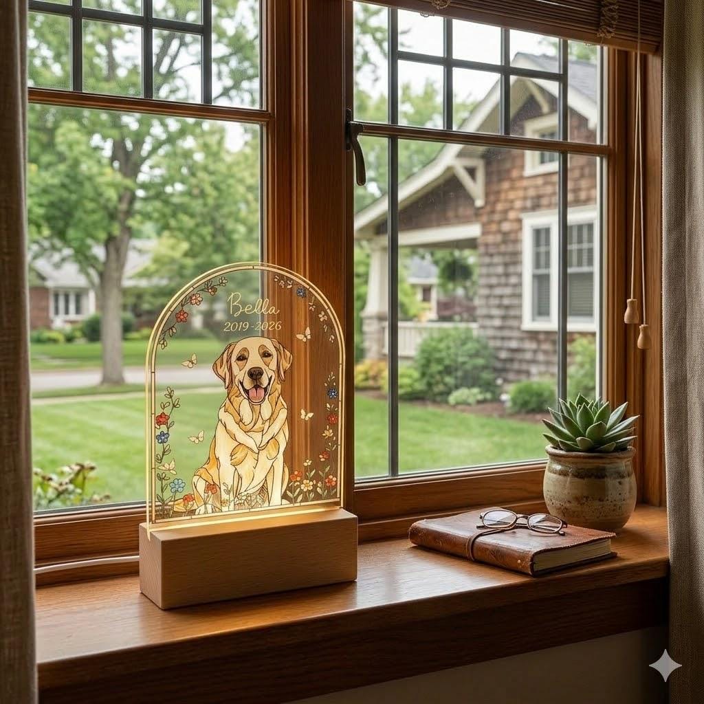 Personalized Pet Photo Memorial Night Light: Dog Cat Loss Sympathy Gift, Lover Gift - image 6