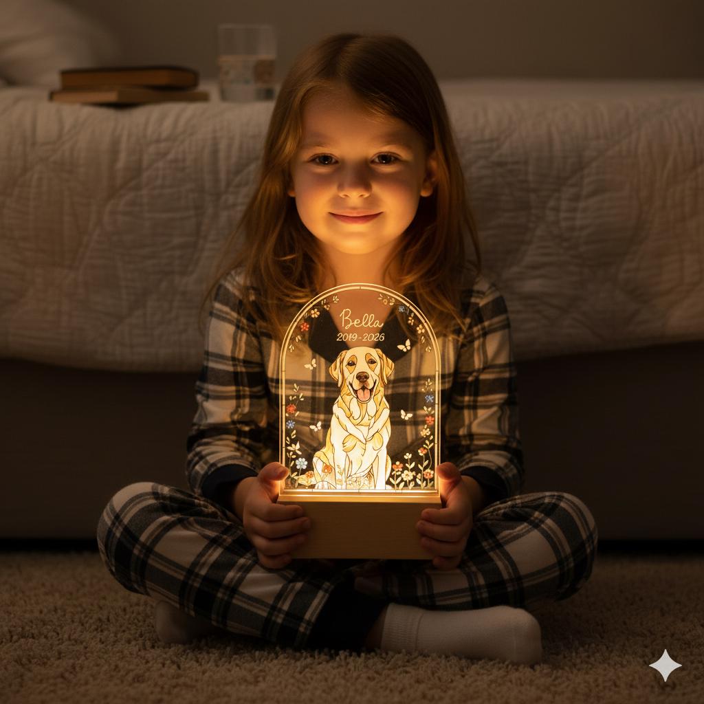 Personalized Pet Photo Memorial Night Light: Dog Cat Loss Sympathy Gift, Lover Gift - image 4