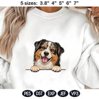 Cute Aussie Puppy Peek Dog Embroidery Design, Australian Shepherd In The Hoop Pattern, Adorable Pet Lover Gift Machine Embroidery File - image 3