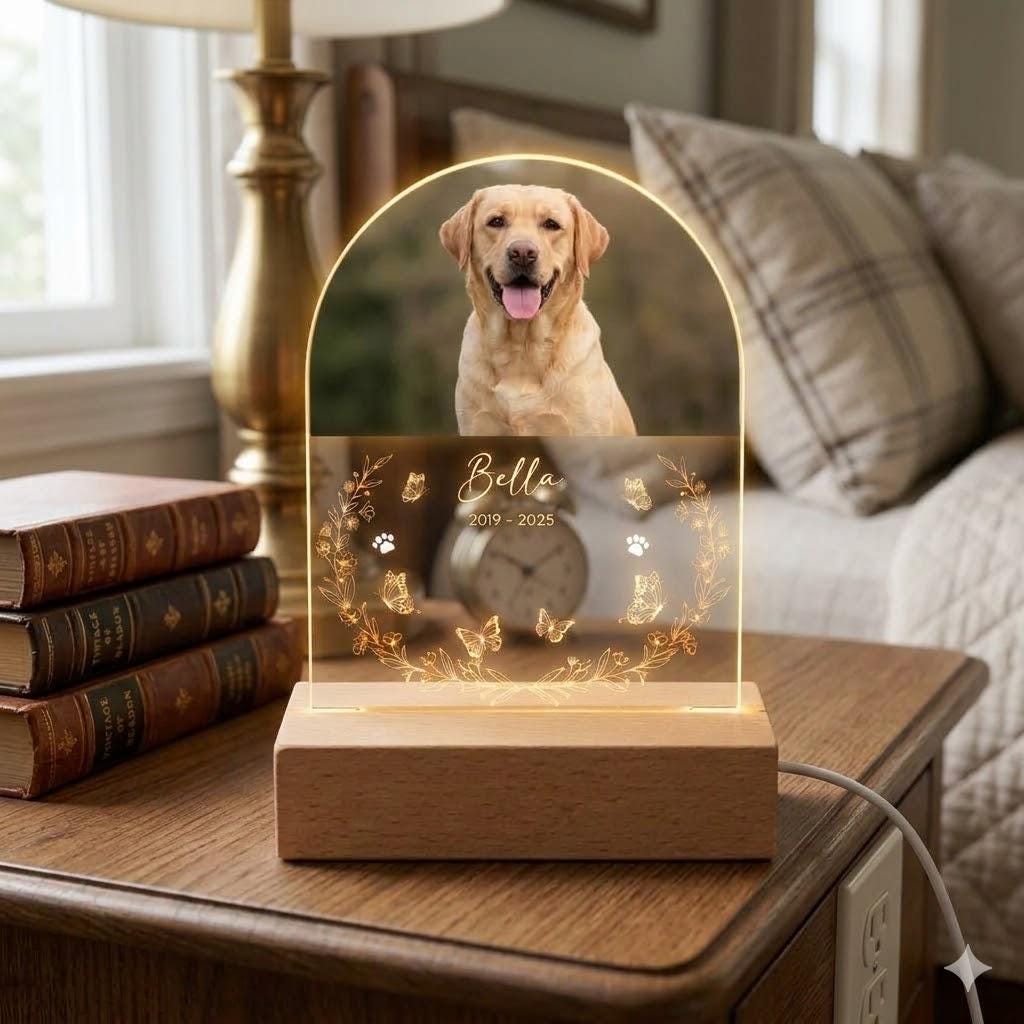 Personalized Pet Photo Memorial Night Light: Dog Cat Loss Sympathy Gift, Lover Gift - image 5