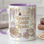 Dearest Gentle Reader Accent Mug,  Faux 3D Effect, Bookish Tea Lover Gift, Romance Reader Accent Mug, 2D Flat Cup