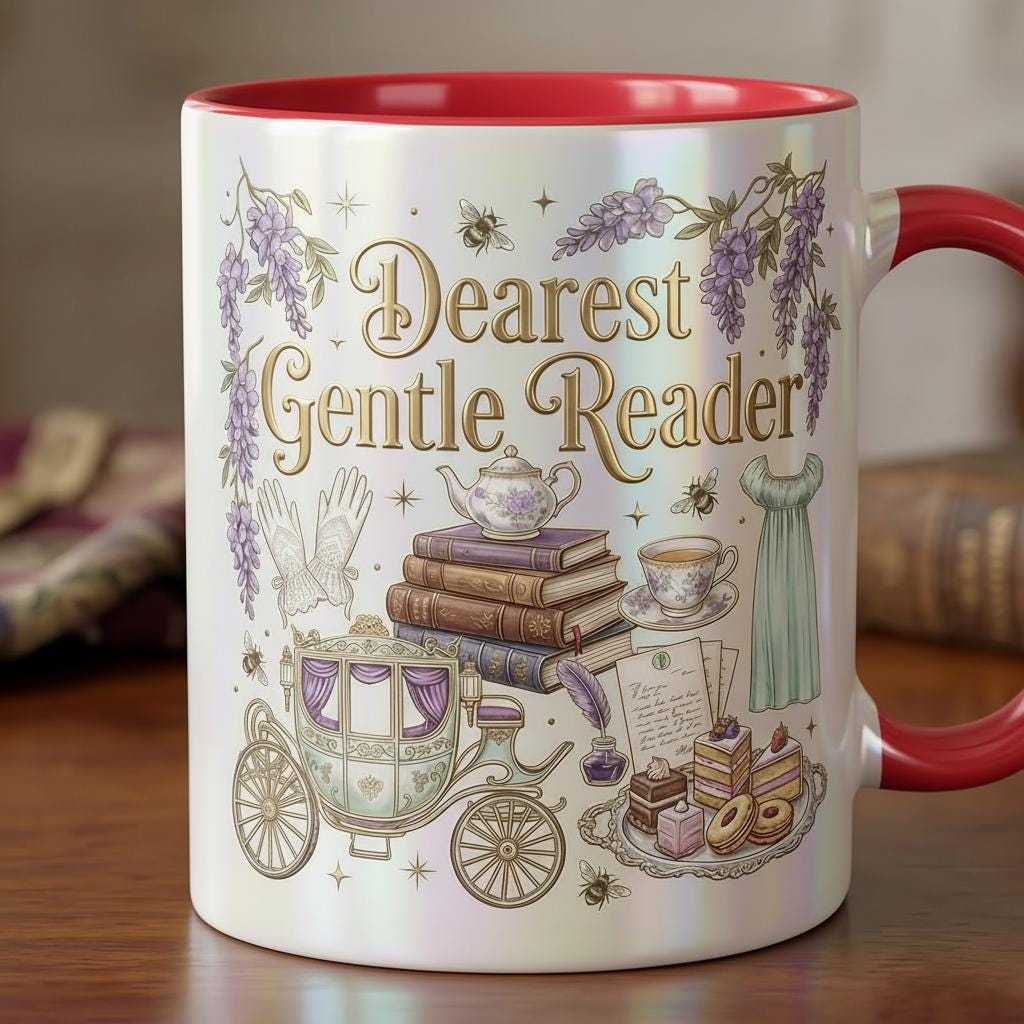 Dearest Gentle Reader Faux 3D  Accent Mug, 2D Flat Cup, Bookish Tea Lover Gift, Romance Reader Accent Mug - image 4