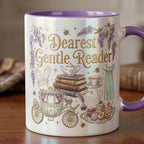 Dearest Gentle Reader Faux 3D  Accent Mug, 2D Flat Cup, Bookish Tea Lover Gift, Romance Reader Accent Mug