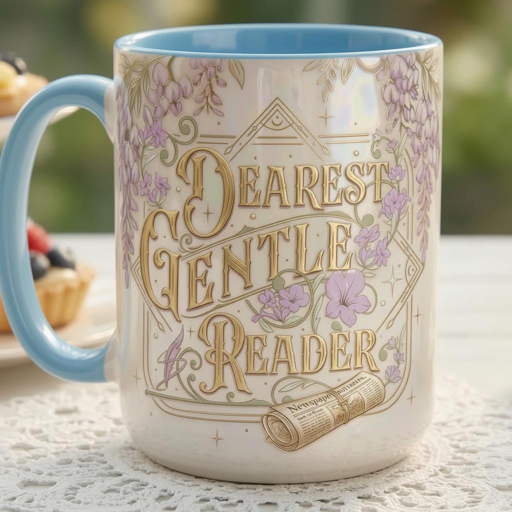 Dearest Gentle Reader Faux 3D Accent Mug, 2D Flat Cup, Romance Reader Accent Mug, Bookish Tea Lover Gift - image 4