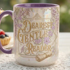 Dearest Gentle Reader Faux 3D Accent Mug, 2D Flat Cup, Romance Reader Accent Mug, Bookish Tea Lover Gift