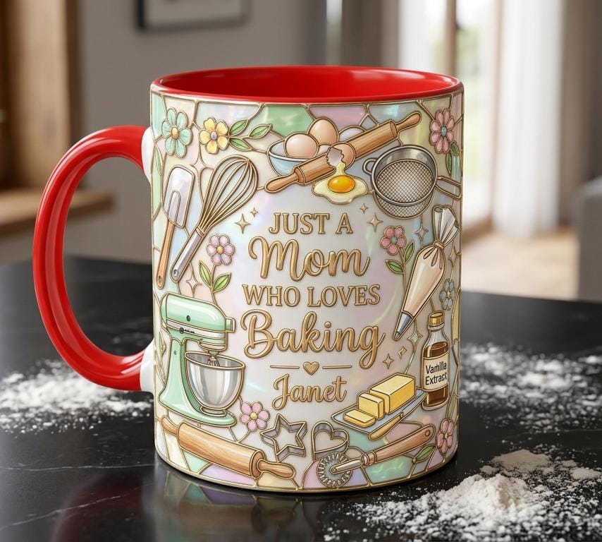 Personalized Baking Lover Mug, Baker Mug with Name, Just A Mom Who Loves Baking, Mother's Day Gift - image 3