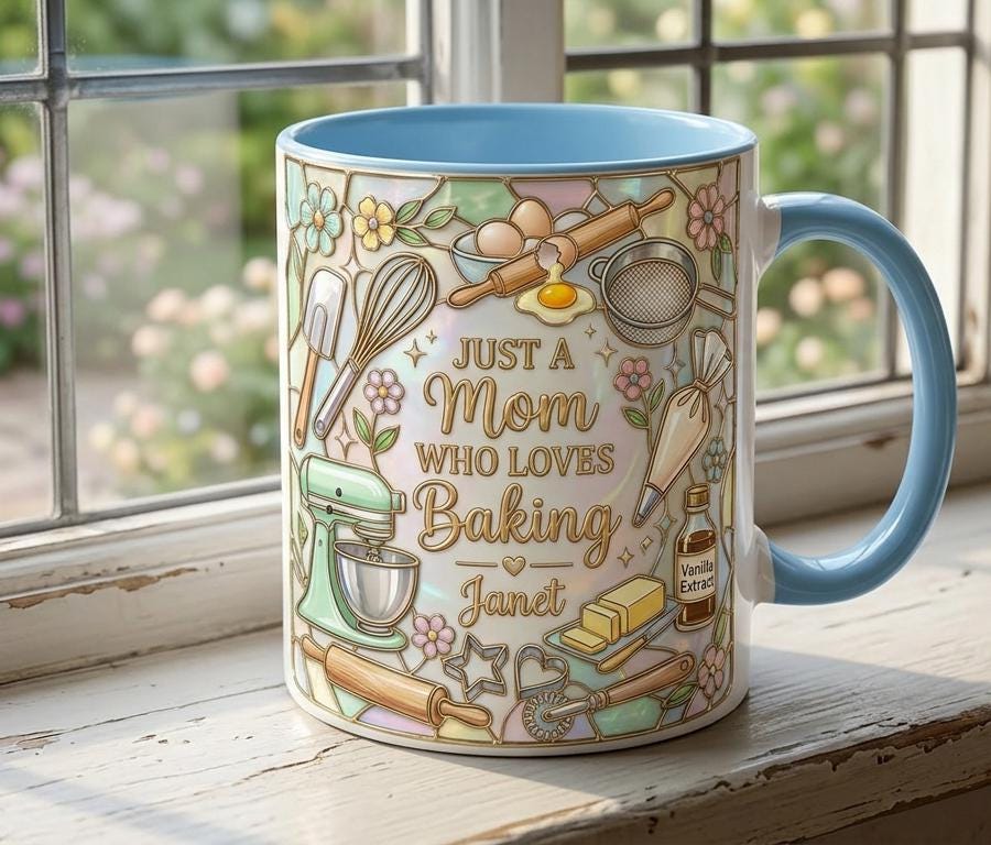 Personalized Baking Lover Mug, Baker Mug with Name, Just A Mom Who Loves Baking, Mother's Day Gift - image 4