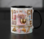 Personalized Baking Lover Mug, 3D Effect Baker Mug with Name, Baking Tools Coffee Cup, Mother's Day Gift - image 2