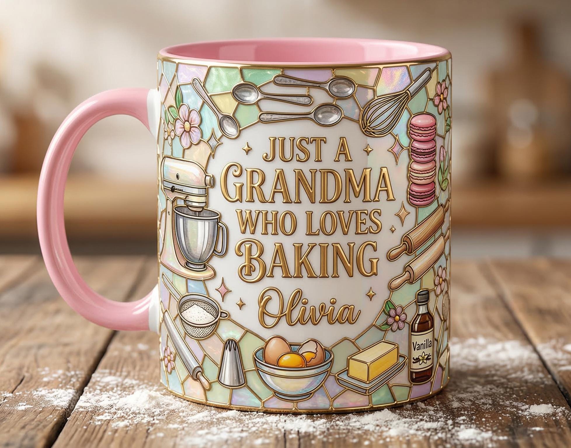 Personalized Baking Lover Mug, Baker Mug with Name, Just A Grandma Who Loves Baking, Mother's Day Gift