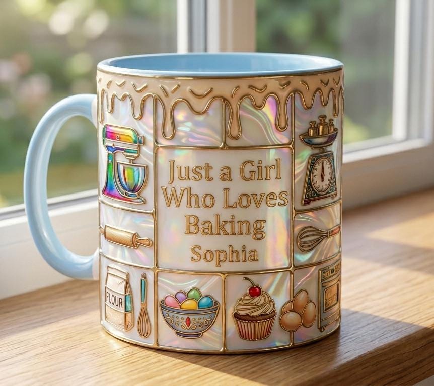 Personalized Baking Lover Mug, Baker Mug with Name, Just A Girl Who Loves Baking, Mother's Day Gift - image 3