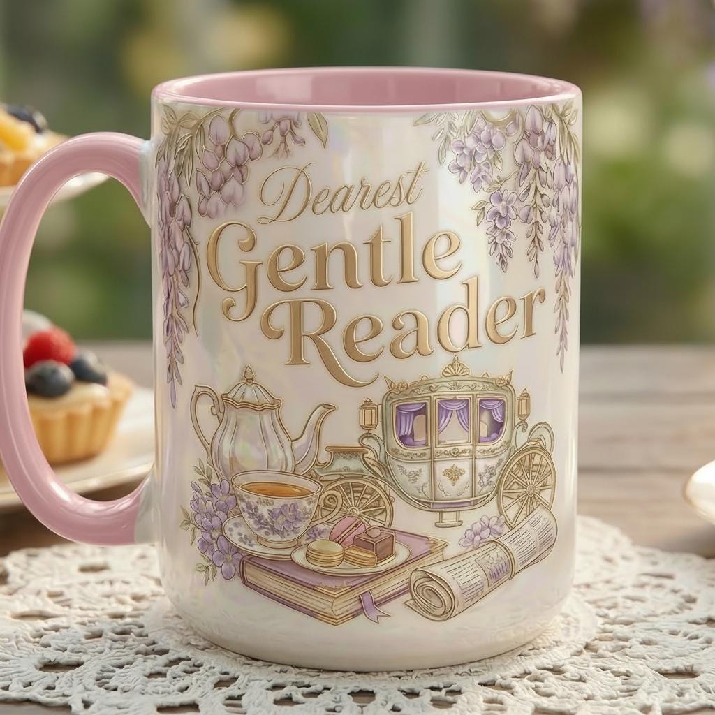 Dearest Gentle Reader Faux 3D Mug, Bookish Tea Lover, Romance Reader Gift, 2D Flat Mug