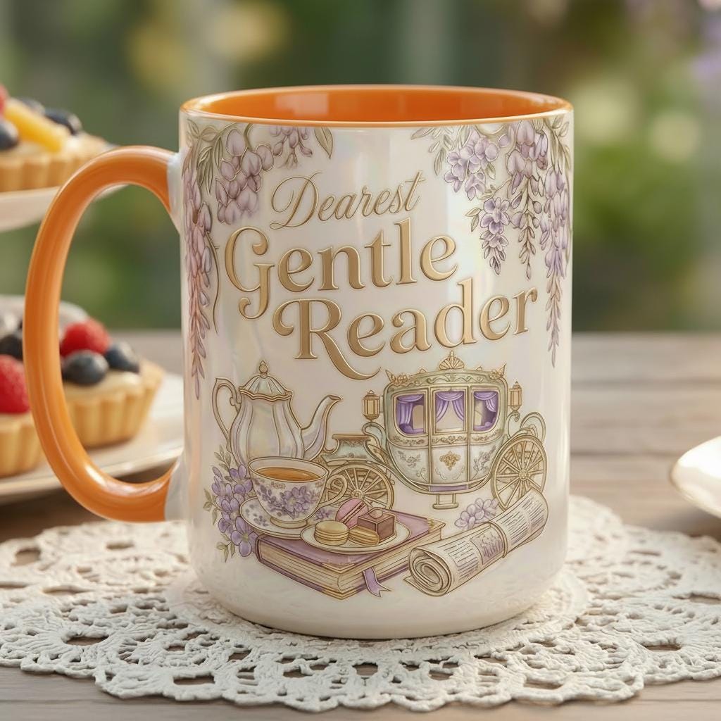 Dearest Gentle Reader Faux 3D Mug, Bookish Tea Lover, Romance Reader Gift, 2D Flat Mug - image 2
