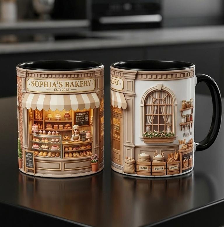 Personalized Baking Lover Mug, Baker Mug with Name, Bakery Shop Coffee Cup, Mother's Day Gift