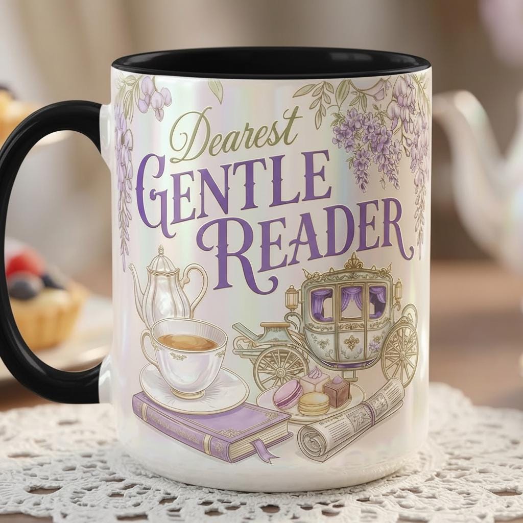 Bookish Dearest Gentle Reader Faux 3D Mug, Bookish Tea Lover, Romance Reader Gift, 2D Flat Mug - image 4