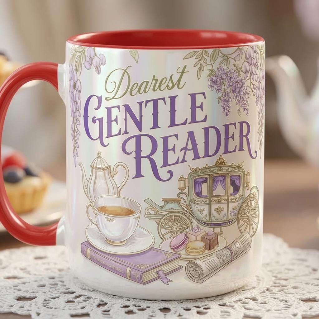 Bookish Dearest Gentle Reader Faux 3D Mug, Bookish Tea Lover, Romance Reader Gift, 2D Flat Mug - image 3
