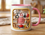 Personalized Baking Lover Mug, Baker Mug with Name, Baking Tools 2D Flat Coffee Cup, Mother's Day Gift