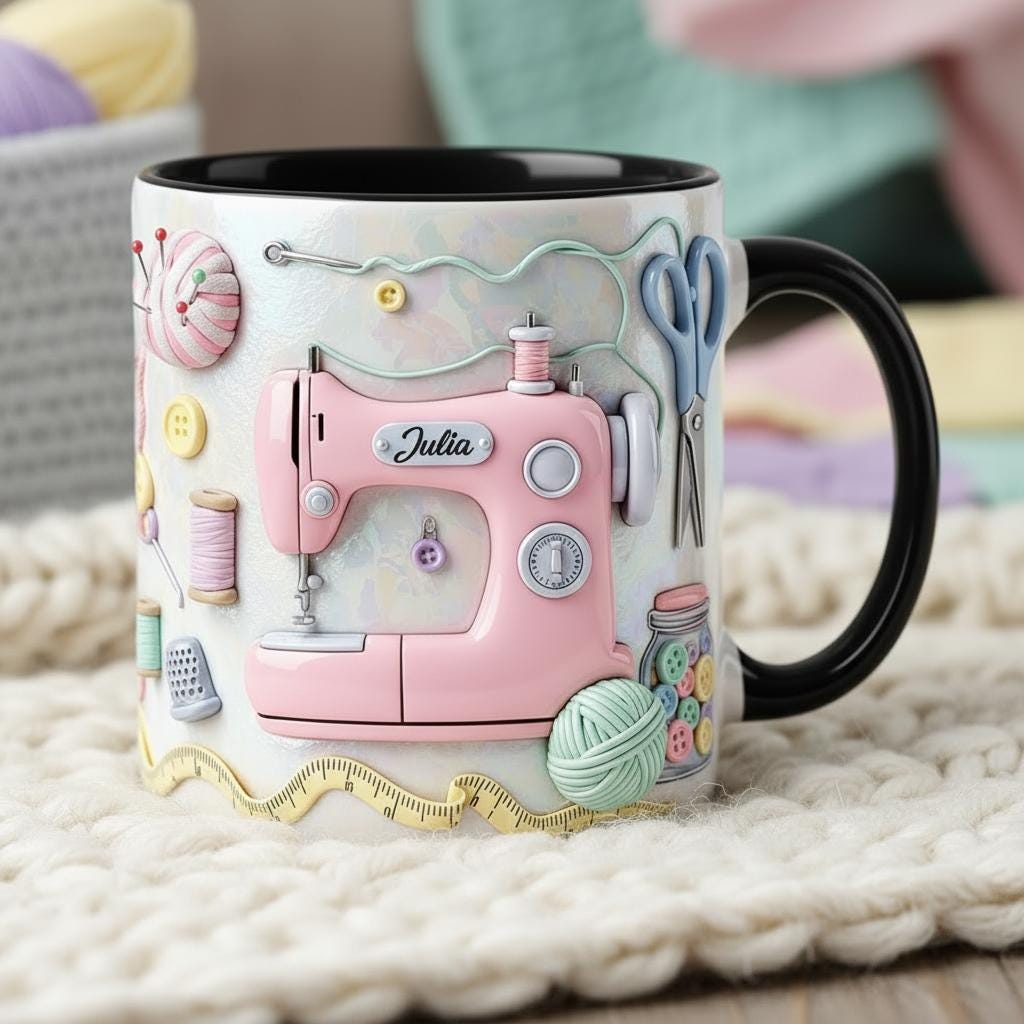 Personalized Sewing Mug, Custom Sewing Knitting Lover Coffee Cup, Mothers Day Gift, Gift for Mom Grandma - image 3