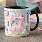 Personalized Sewing Mug, Custom Sewing Knitting Lover Coffee Cup, Mothers Day Gift, Gift for Mom Grandma