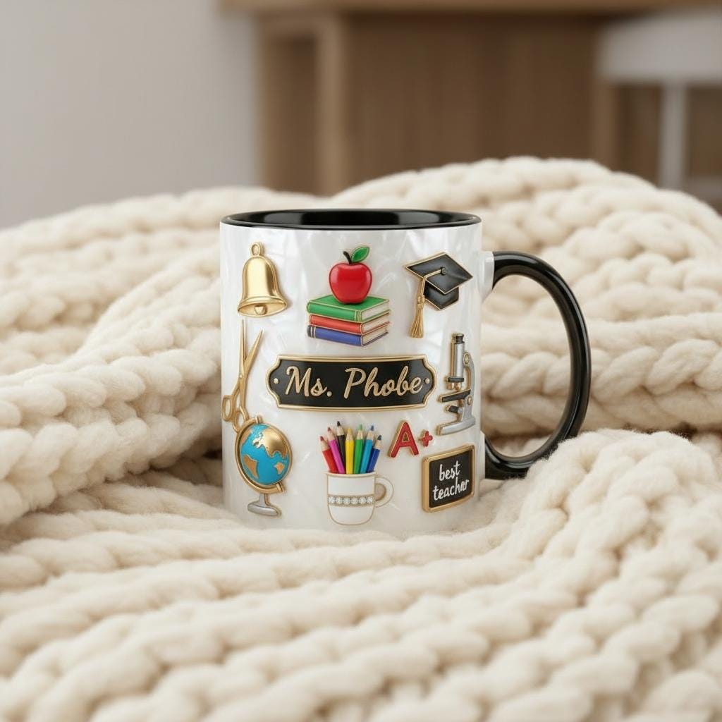 Personalized Teacher Mug, Classroom Theme Coffee Cup, Custom Name Teacher Gift, Back to School Mug - image 2
