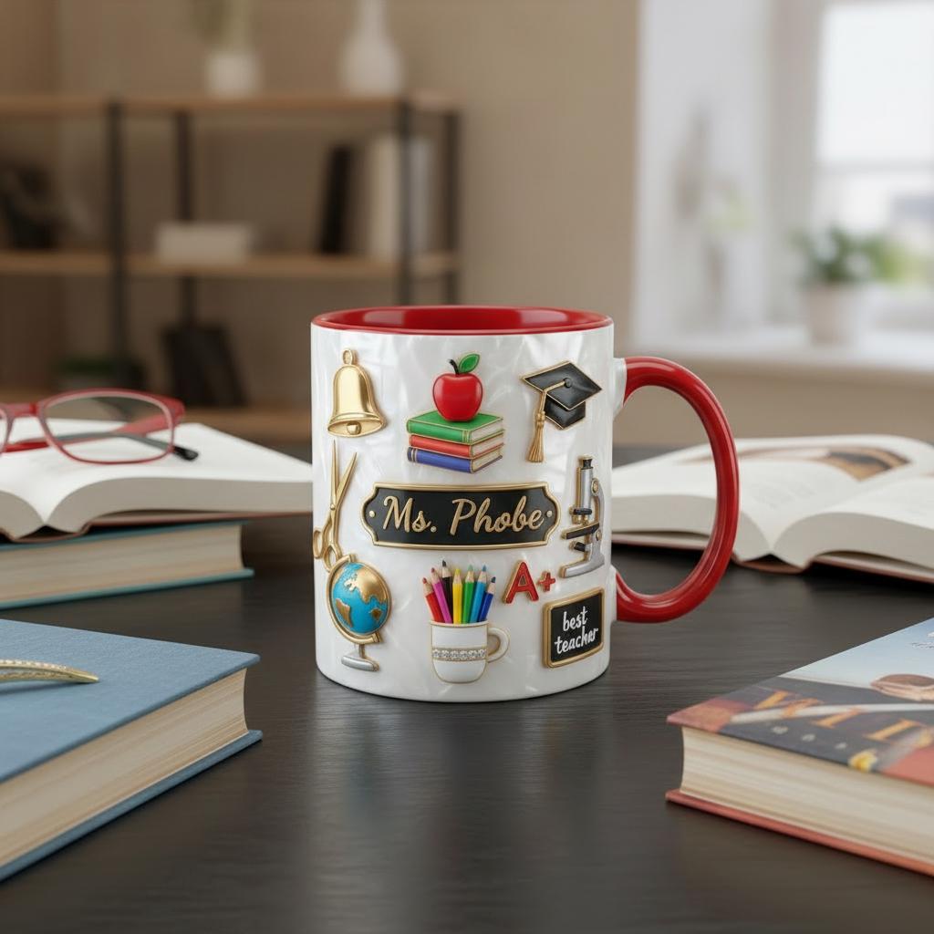 Personalized Teacher Mug, Classroom Theme Coffee Cup, Custom Name Teacher Gift, Back to School Mug