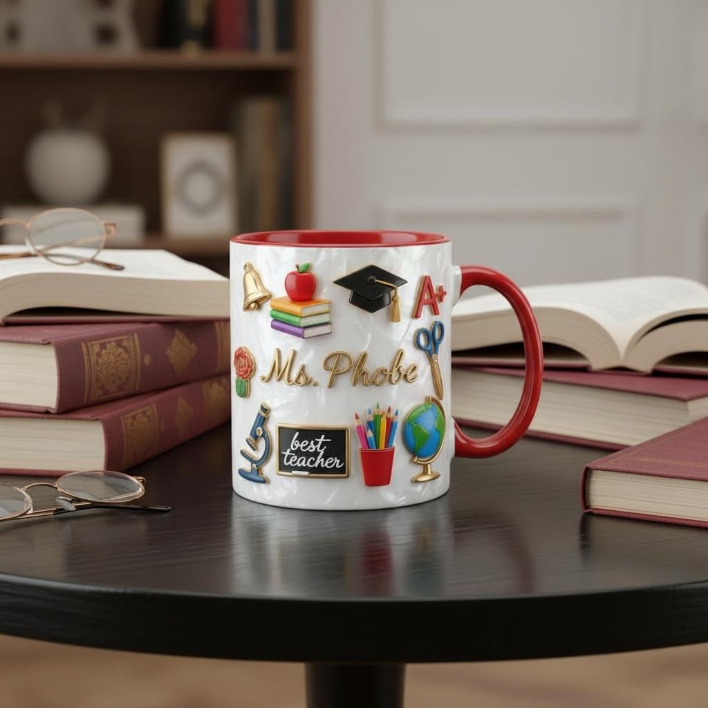 Personalized Teacher Mug, Classroom Theme Coffee Cup, Custom Teacher Gift, Back to School Mug