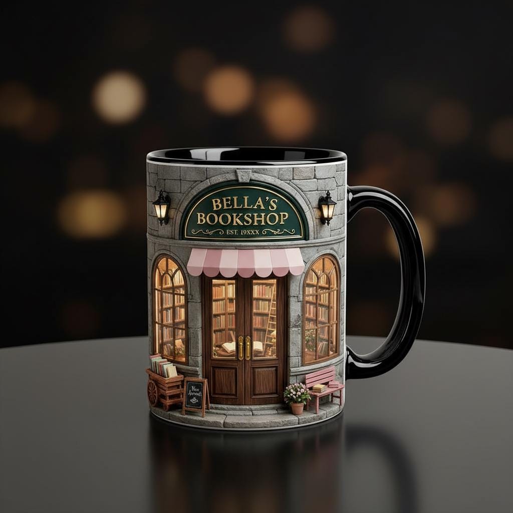 Personalized Bookshop Mug, Custom Bookish Bookworm Accent Cup, Gift for Reading Lover Mugs - image 4