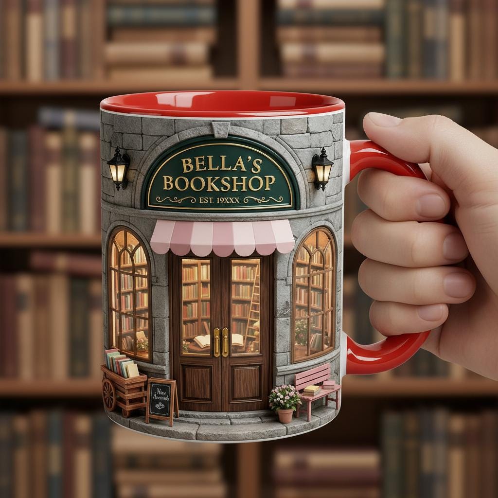 Personalized Bookshop Mug, Custom Bookish Bookworm Accent Cup, Gift for Reading Lover Mugs - image 2